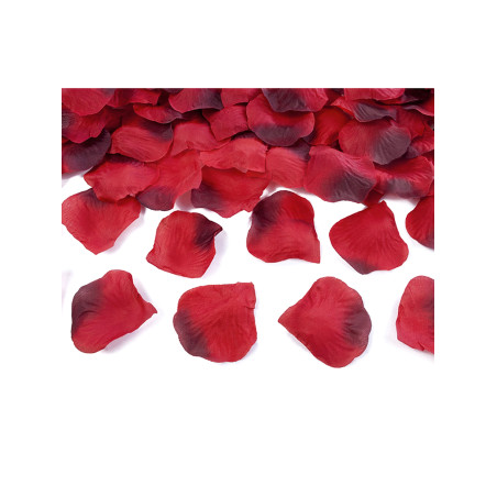 100 Pétales de rose en tissu rouge