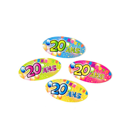 80 Confettis en papier 20 ans fiesta de 4 x 2 cm pour table