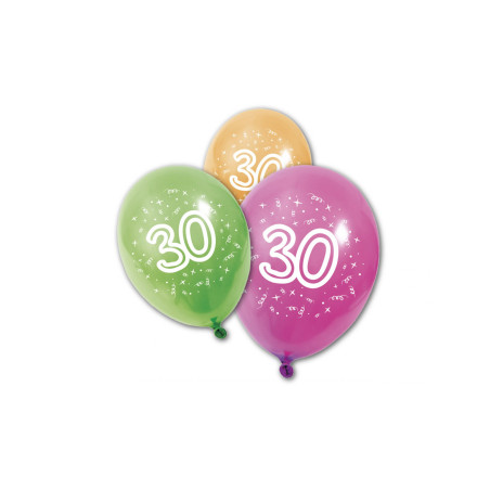 8 Ballons 30 ans de 30 cm en latex pour un anniversaire