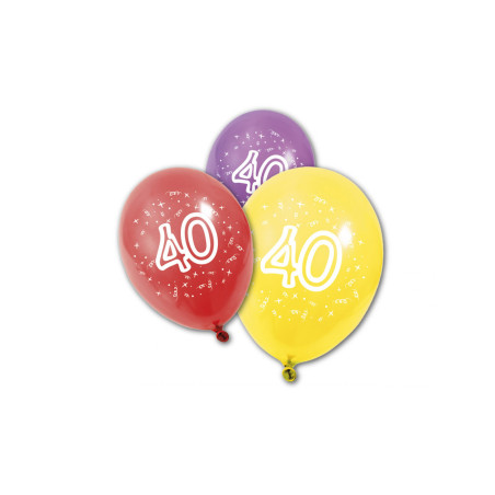 8 Ballons en latex anniversaire 40 ans 30 cm