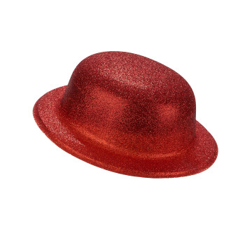 Chapeau melon rouge pailleté