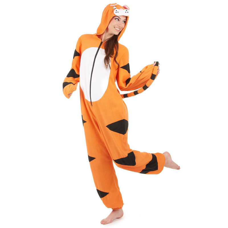 FunnyCos Combinaison à Capuche Unisexe Adulte Motif Animal - Pyjama Flanelle Chaud