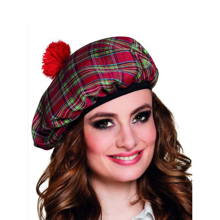 Béret écossais Tartan rouge