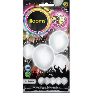 Lot de 5 ballons latex led blancs