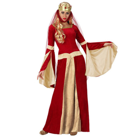 Déguisement dame médiévale rouge et or femme Déguisement dame médiévale rouge et or femme