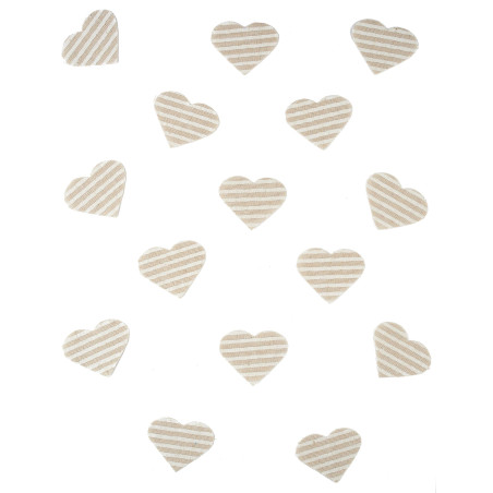 24 Confettis de 5,5 x 4 cm coeur en lin rayé