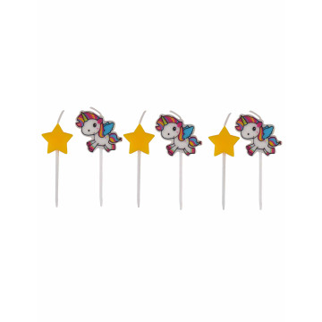 Lot de 6 bougies asorties Licorne