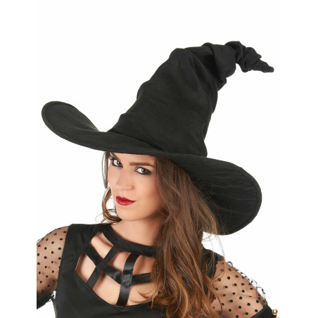 Chapeau de sorcière halloween velours noir taille adulte