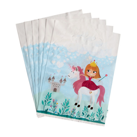 Lot de 6 sacs cadeaux Princesse en plastique