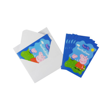 6 Cartons d'invitation de 10 x 15 cm peppa pig avec enveloppes