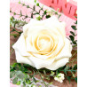 Centre de table ivoire 18 cm rose et feuillage