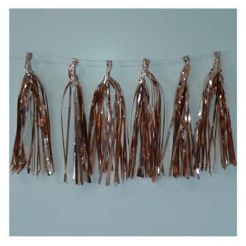 Guirlande tassel de 1.5m 12 pompons rose gold métalilisé