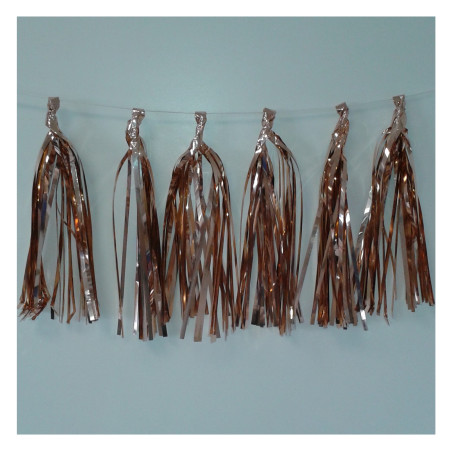 Guirlande tassel de 1.5m 12 pompons rose gold métalilisé