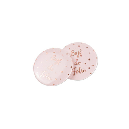 8 badges de 5 cm rose gold de EVJF de folie dorure