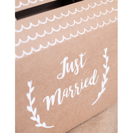 Urne Just married en carton kraft de 30 x 30,5 x 16,5 cm