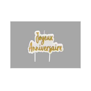 Bougie Joyeux Anniversaire dorée pailleté