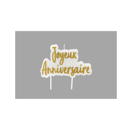 Bougie Joyeux Anniversaire dorée pailleté