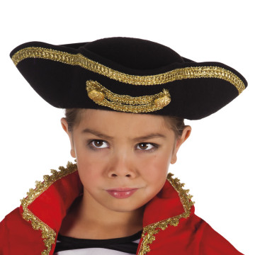 Chapeau Pirate Joey enfant noir avec galon or