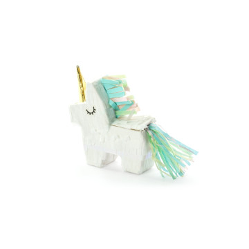 Mini pinata de 8 x 2,5 cm de licorne blanche