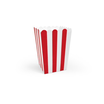 6 Boîtes à popcorn en carton rouges et blanches