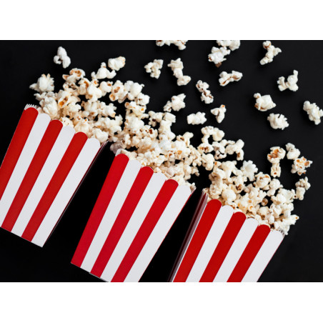 6 Boîtes à popcorn en carton rouges et blanches