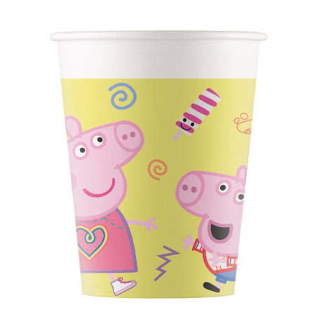 8 Gobelets de 200 ml peppa pig en carton