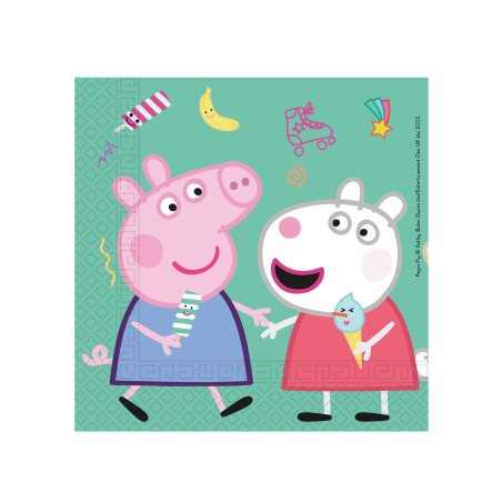 20 Serviettes de 33 x 33 cm en papier de peppa pig