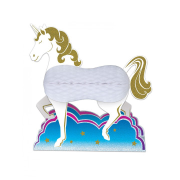 Centre de table 25 cm en papier licorne blanche