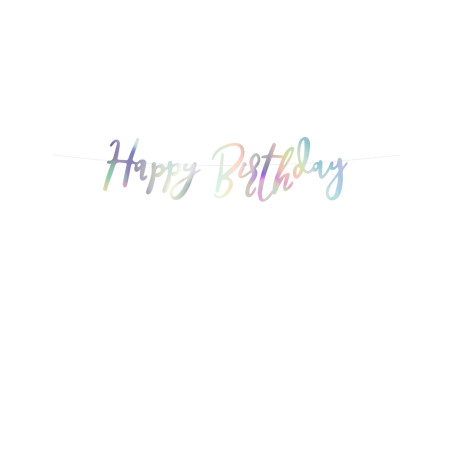 Guirlande de 16,5 x 62 cm iridescent happy birthday en carton