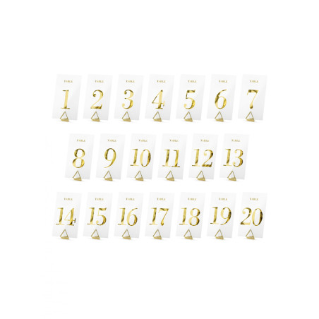 20 Marques tables chiffres dorés 7 x 12 cm transparents