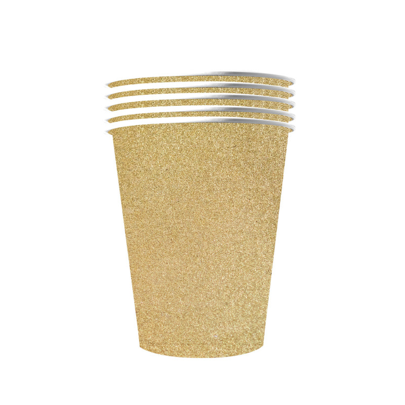 10 Gobelets américains scintillants carton recyclable or 53 cl
