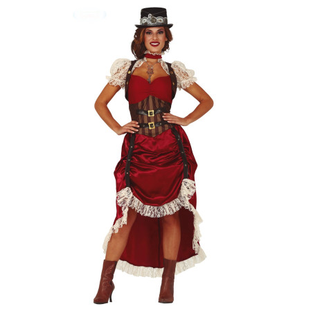 Déguisement femme Steampunk sexy rouge