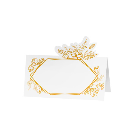6 Marque-places de 8 x 6 cm dorée fleuris 6 Marque-places de 8 x 6 cm dorée fleuris