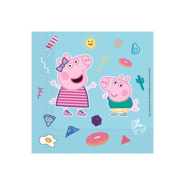 20 Serviettes de 33 x 33 cm peppa pig en papier compostable