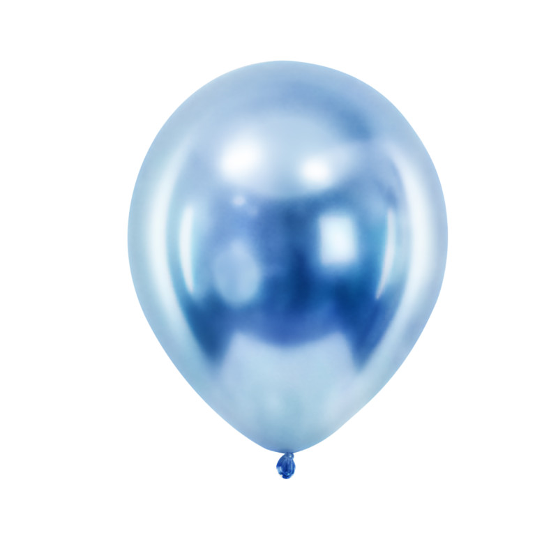 100 Mini ballons latex métallisés bleus 13 cm