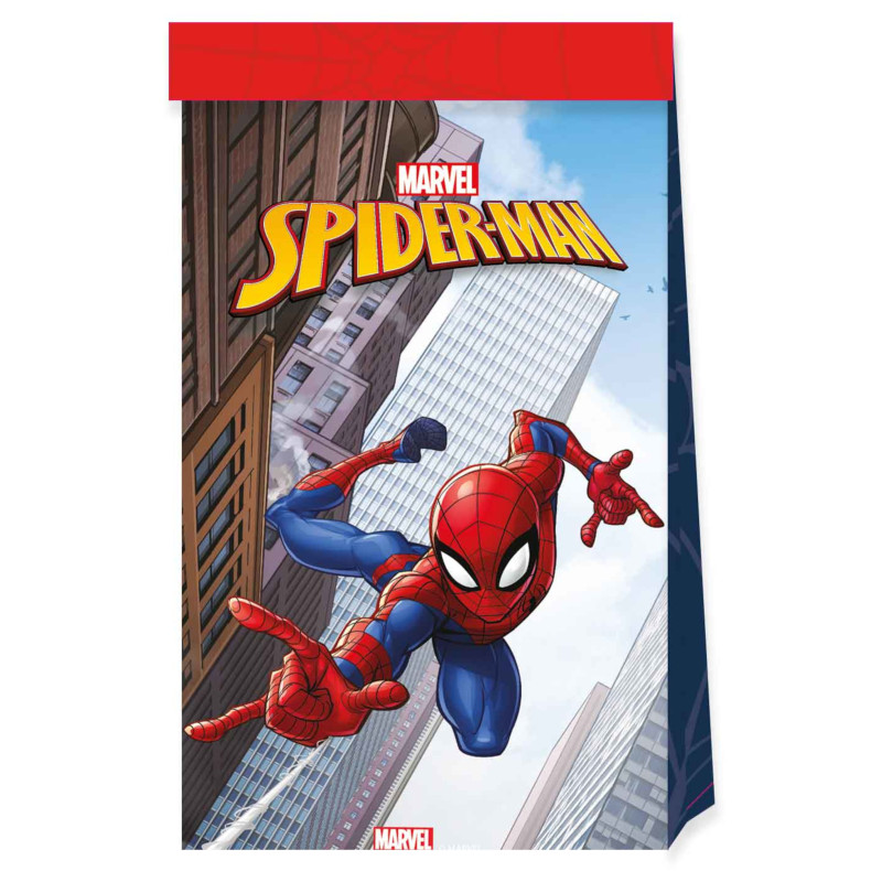 Lot de 4 Sachets en papier Spiderman Fighter 22 x 13 cm