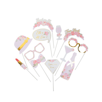 Kit photobooth fleuri EVJF de 12 accessoires