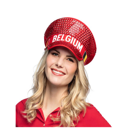 Supporter Belgique casquette à strass adulte