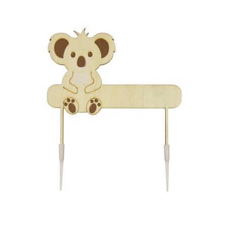 Cake topper Koala en bois 13 x 13 cm personnalisable