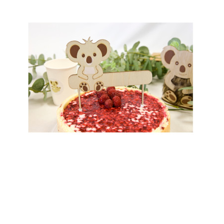 Cake topper Koala en bois 13 x 13 cm personnalisable