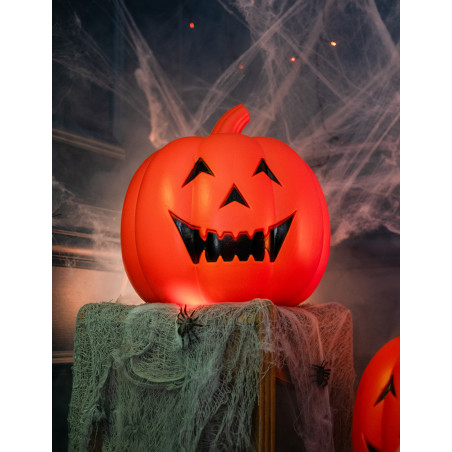 Citrouille lumineuse Halloween en plastique grandeur de nature 32 cm