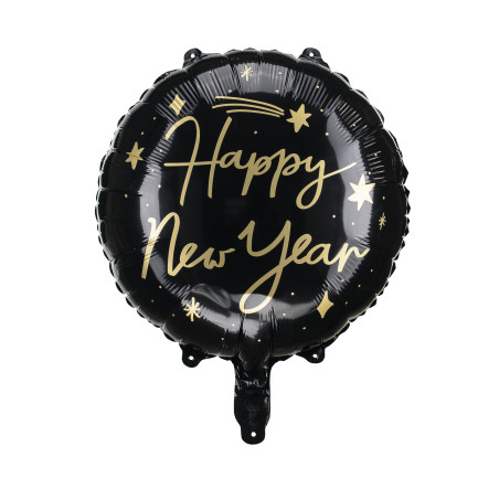 Ballon aluminium noir et or Happy New Year 45 cm