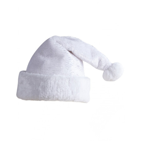 Bonnet de Père Noël Blanc et argent enfant.