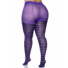 Collants rayés noirs et violets grande taille femme