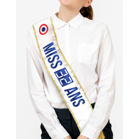 Echarpe de miss personnalisable anniversaire.