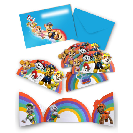 8 cartes d'invitation et enveloppes Pat' Patrouille.