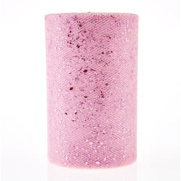 Rouleau de tulle rose pailleté 10 cm x 20 m