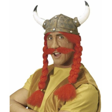 Casque de gaulois avec nattes et moustaches