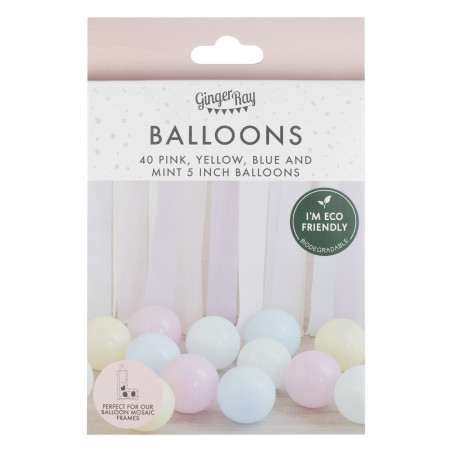 40 mini ballons pastel