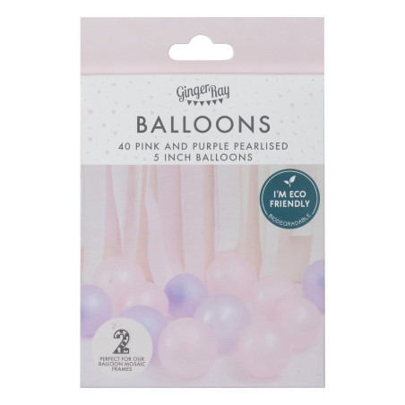 40 mini ballons roses et lilas